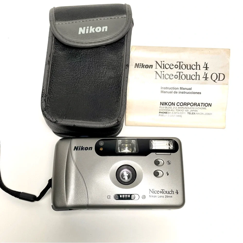 Vintage NIKON Nice Touch 4 Point And Shoot FILM CAMERA Case & Instructions 29mm